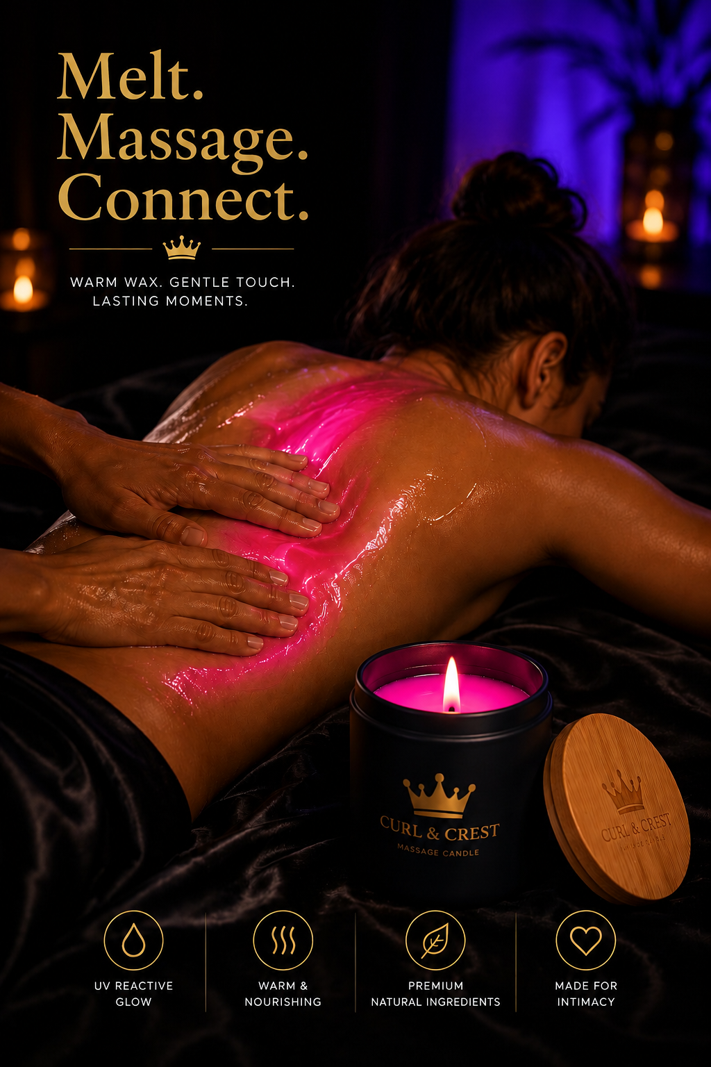 Curl & Crest Blacklight UV Reactive Candle Jar 180ml
