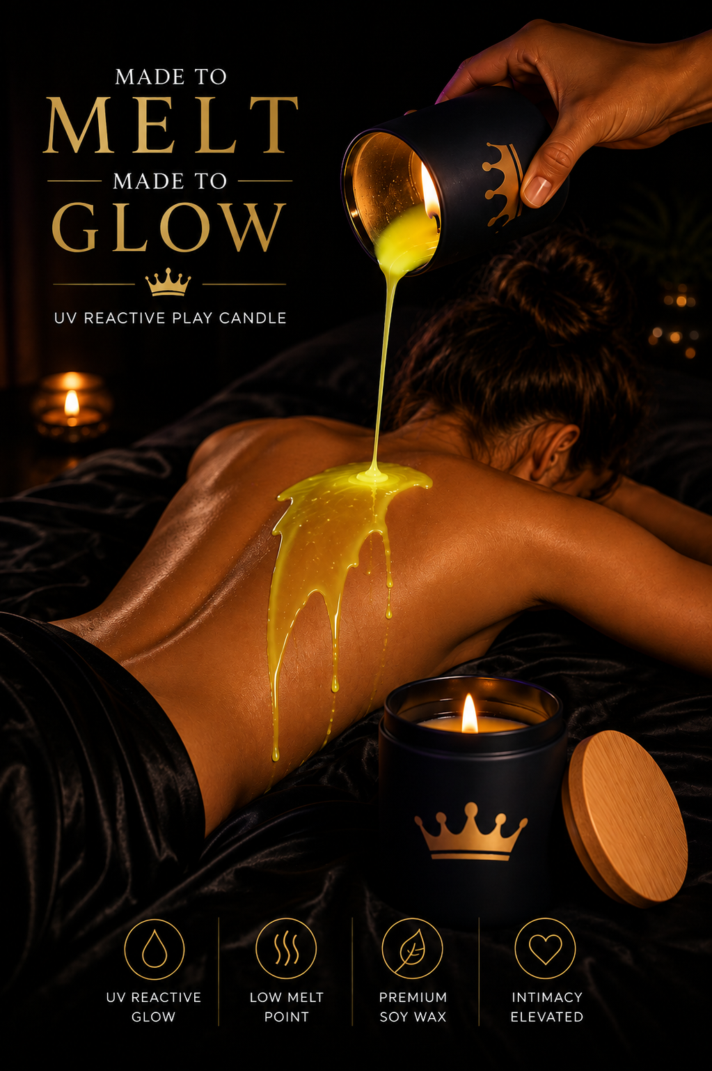 Curl & Crest Blacklight UV Reactive Candle Jar 180ml